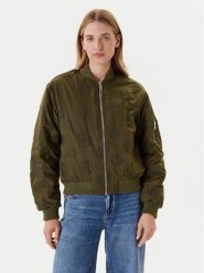 Guess Kurtka bomber W5YL08 WHDK2 Khaki Regular Fit. Brązowe kurtki damskie Guess, xs, z aplikacjami, z syntetyku, bez kaptura. Za 559.99 zł.