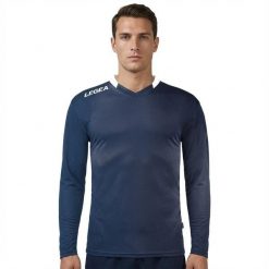 Męska Koszulka Piłkarska Monaco ML Długi Rękaw Niebiesko-Biała. Białe koszulki sportowe męskie Legea, m, bez wzorów, z bawełny, bez kołnierzyka, bez ramiączek, do biegania. Za 52.00 zł.