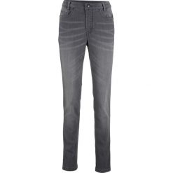 Dżinsy SKINNY z wygodnym paskiem bonprix szary denim. Szare jeansy damskie bonprix. Za 99.99 zł.