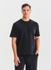 PAKO LORENTE - Czarny t-shirt oversize. Czarne t-shirty męskie Pako Lorente, xl, bez wzorów, z bawełny, bez kołnierzyka. Za 149.99 zł.