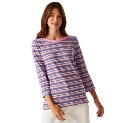 T-shirt Damski W Paski Baylette II. Białe t-shirty damskie Regatta, xl, bez wzorów, z bawełny, bez kołnierzyka. Za 91.99 zł.
