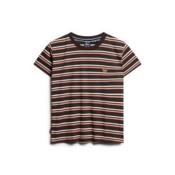 Dopasowana koszulka w paski damska Superdry Essential Logo. Brązowe t-shirty damskie Superdry., bez wzorów, retro, bez kołnierzyka. W wyprzedaży za 114.40 zł.