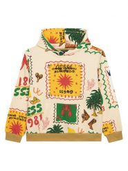 Guess Bluza L6GQ03 KA6R4 Beżowy Regular Fit. Brązowe bluzy dla chłopców Guess, z aplikacjami, z bawełny, bez ramiączek, bez kaptura. Za 264.99 zł.