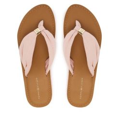 Japonki Tommy Hilfiger. Czerwone klapki damskie Tommy Hilfiger, bez wzorów, bez obcasa. Za 229.99 zł.