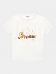 Guess T-Shirt J3GI15 K6YW1 Biały Regular Fit. Białe t-shirty i topy dla dziewczynek Guess, z aplikacjami, z bawełny, bez ramiączek. Za 159.99 zł.