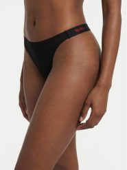 HUGO Stringi 50557094 Czarny. Czarne stringi damskie Hugo, s, bez wzorów, z bawełny. Za 89.99 zł.