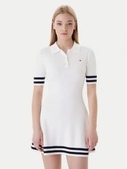 Tommy Jeans Sukienka dzianinowa DW0DW22106 Écru Slim Fit. Sukienki damskie Tommy Jeans, s, bez wzorów, z bawełny, bez kołnierzyka, bez ramiączek. Za 489.99 zł.