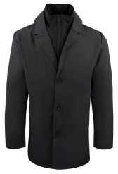 Krótki, Męski Płaszcz Przejściowy z Wysokim Kołnierzem - Brave Soul - Czarny. Czarne płaszcze męskie Brave Soul, na jesień, l, bez wzorów, z poliesteru, krótkie, bez kaptura. Za 285.00 zł.
