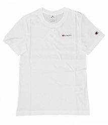 Koszulka damska Champion SS Tee 118091. Białe koszulki sportowe damskie Champion, m, z aplikacjami, z bawełny, bez kołnierzyka, bez ramiączek. Za 85.00 zł.