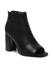 Jenny Fairy Botki WYL2875-1 Czarny. Czarne botki damskie Jenny Fairy, ze skóry, bez obcasa, na słupku, bez zapięcia. Za 79.99 zł.