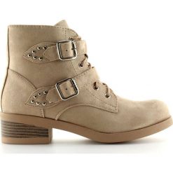 Brązowe Botki Sznurowane Z Kokardkami beżowe C-7101 Beige. Brązowe botki damskie ButyModne, bez obcasa, bez zapięcia. W wyprzedaży za 129.00 zł.
