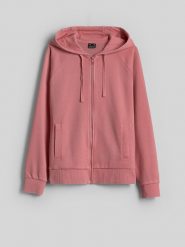 4F Bluza dresowa relaxed z kapturem damska - łososiowa XL. Brązowe bluzy damskie 4f, xl, bez wzorów, z dresówki, z kapturem. Za 169.99 zł.