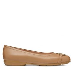 Baleriny Geox. Brązowe baleriny damskie Geox, bez wzorów, bez obcasa. Za 269.99 zł.