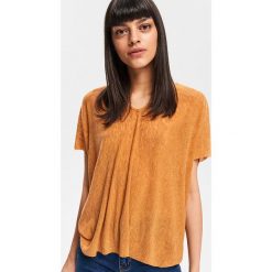 Luźna bluzka z krótkim rękawem - Brązowy. Bluzki damskie marki Reserved. Za 39.99 zł.