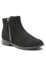 Jenny Fairy Botki WYL1956-2 Czarny. Czarne botki damskie Jenny Fairy, z materiału, bez obcasa, na płaskiej podeszwie, bez zapięcia. Za 79.99 zł.