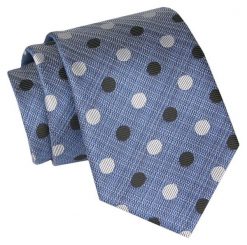 Krawat - ALTIES - Niebieski w Grochy. Niebieskie krawaty i muchy Alties, bez wzorów, z tkaniny, eleganckie. Za 49.00 zł.