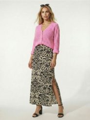 Wiskozowa spódnica midi z rozcięciami po bokach - kremowy. Białe spódnice damskie Sinsay, l, bez wzorów, z wiskozy, midi. Za 29.99 zł.