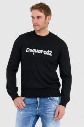 DSQUARED2 Czarny sweter męski cartoon pullover. Czarne swetry przez głowę męskie Dsquared2, l, bez wzorów, z wełny, bez kołnierzyka. W wyprzedaży za 999.99 zł.