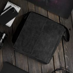 Torba męska na ramię do pracy czarna sp-07-bl. Czarne torby na ramię męskie bez wzorów, ze skóry, biznesowe, na ramię. Za 149.00 zł.