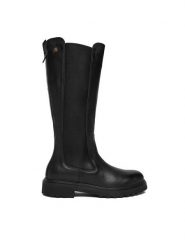 Tommy Hilfiger Kozaki Th Lthr Cleated Long Boot FW0FW08985 Czarny. Czarne kozaki damskie Tommy Hilfiger, ze skóry, bez obcasa, na słupku. Za 999.99 zł.