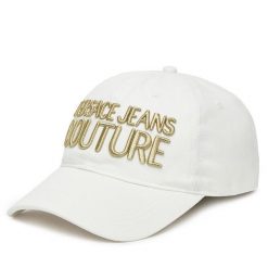 Czapka z daszkiem Versace Jeans Couture. Białe czapki i kapelusze damskie Versace Jeans Couture, bez wzorów, z jeansu. Za 179.99 zł.