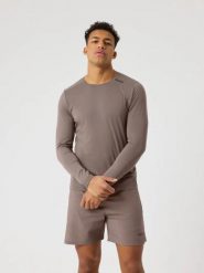 Bjorn_borg BORG FEATHER LONG SLEEVE T-SHIRT — FALCON. Szare bluzki z długim rękawem męskie Björn Borg, m, bez wzorów, bez kołnierzyka. Za 268.00 zł.