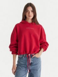 Tommy Jeans Bluza Bling Linear DW0DW21607 Czerwony Regular Fit. Czerwone bluzy damskie Tommy Jeans, xxs, bez wzorów, z bawełny, bez kaptura. Za 469.99 zł.