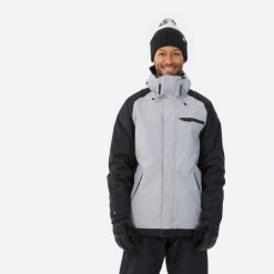 Kurtka snowboardowa męska Dreamscape SNB 100. Szare kurtki męskie DREAMSCAPE, na zimę, m, bez wzorów, z materiału, sportowe, bez kaptura. Za 249.99 zł.