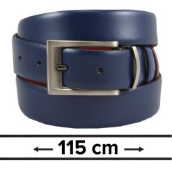 Pasek Dwustronny do Spodni Granatowo-Brązowy 115 cm, Elegancki, Męski, Skórzany -VICTORIO. Brązowe paski damskie Victorio, bez wzorów, ze skóry, eleganckie. Za 99.00 zł.