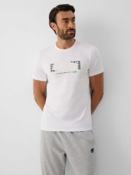 4F T-shirt slim z nadrukiem męski - biały XL. Białe koszulki sportowe męskie 4f, m, bez wzorów, z bawełny, klasyczne, bez kołnierzyka. Za 69.99 zł.