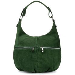 Zamszowa shopperka Vera Pelle c. zielona K51. Zielone torebki do ręki damskie bez wzorów, ze skóry, zamszowe, bez dodatków. Za 199.99 zł.