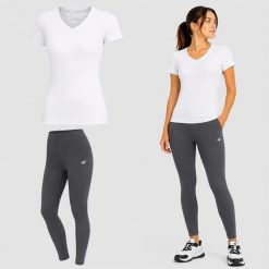 KOMPLET DAMSKI 4F T-SHIRT + LEGGINSY ZESTAW SPORTOWY NA CO DZIEŃ L SS26. Szare legginsy damskie 4f, l, bez wzorów, z bawełny. Za 119.98 zł.