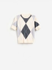 Wełniany sweter w romby - wielobarwny. Swetry damskie Reserved, l, bez wzorów, z wełny, bez kołnierzyka, bez ramiączek, bez kaptura. Za 179.99 zł.