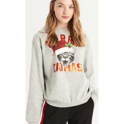 Bluza Merry catmas - Jasny szar. Bluzy damskie marki Sinsay. W wyprzedaży za 29.99 zł.
