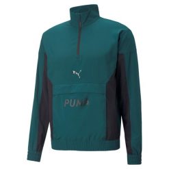 Kurtka treningowa męska PUMA FIT Woven 1/2 ZIP. Zielone kurtki męskie Puma, m, bez wzorów, z materiału, na fitness i siłownię. Za 129.99 zł.