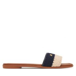 Klapki Tommy Hilfiger. Niebieskie klapki damskie Tommy Hilfiger, bez wzorów, bez obcasa. Za 329.99 zł.