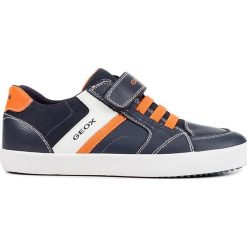 Sneakersy "Grisli" w kolorze granatowo-pomarańczowym. Brązowe trampki i tenisówki chłopięce marki Geox Kids, z gumy. W wyprzedaży za 129.95 zł.