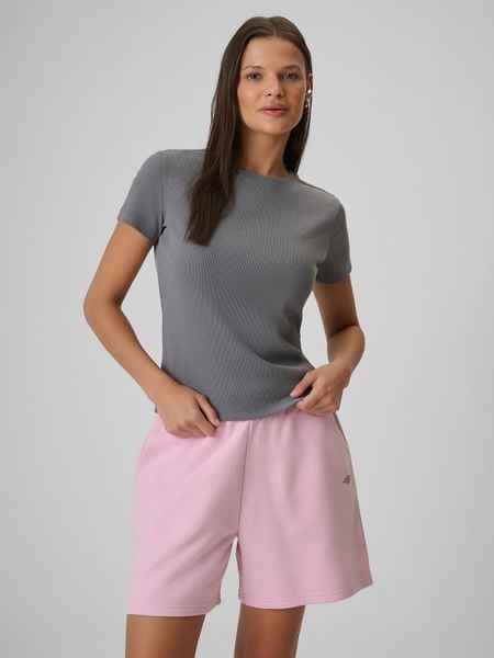 Жіночий T-shirt slim в рубчик - сірий. T-shirty damskie 4f, xxl, bez wzorów, bez kołnierzyka. Za 579.90 zł.