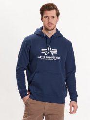 Alpha Industries Bluza Basic 178312 Granatowy Regular Fit. Niebieskie bluzy męskie Alpha Industries, m, bez wzorów, z bawełny, bez kaptura. Za 209.99 zł.