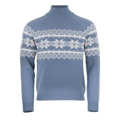 Sweter z wysokim dekoltem Peak Mountain Clyde. Niebieskie swetry przez głowę męskie Peak Mountain, s, bez wzorów, z materiału, bez kołnierzyka. Za 385.95 zł.