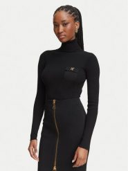 Elisabetta Franchi Golf MK-05B-66E2-V350 Czarny Slim Fit. Czarne swetry damskie Elisabetta Franchi, bez wzorów, z lyocellu, bez kołnierzyka, bez ramiączek, bez kaptura. Za 1,499.00 zł.