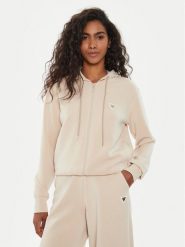 Guess Bluza V4YQ06 KCAY2 Beżowy Regular Fit. Brązowe bluzy damskie Guess, l, z aplikacjami, z syntetyku, bez kaptura. Za 269.99 zł.