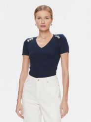 Marciano Guess Sweter Teti 4RGR11 5613Z Granatowy Regular Fit. Niebieskie swetry damskie Marciano Guess, xs, z aplikacjami, z wiskozy, bez kołnierzyka, bez ramiączek, bez kaptura. Za 299.99 zł.
