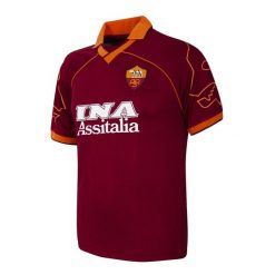Koszulka piłkarska retro - Dorosły - AS Roma 1999/00 - Czerwony. Czerwone koszulki sportowe męskie COPA FOOTBALL, bez wzorów, bez kołnierzyka, bez ramiączek, do piłki nożnej. Za 386.49 zł.