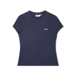 Koszulka damska Fila Trivero. Niebieskie t-shirty damskie Fila, bez wzorów, sportowe, bez kołnierzyka. Za 140.54 zł.