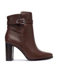 LAUREN RALPH LAUREN Botki 802974475002 Brązowy. Brązowe botki damskie Lauren Ralph Lauren, ze skóry, bez obcasa, na słupku, bez zapięcia. Za 959.99 zł.