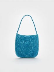 Torebka z haftem - jasnoniebieski. Niebieskie torebki shopper damskie Reserved, bez wzorów, z bawełny, bez dodatków. W wyprzedaży za 49.99 zł.