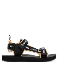 Versace Jeans Couture Sandały 80YA3S7B ZSS82 Czarny. Czarne sandały męskie Versace Jeans Couture, z jeansu, bez zapięcia. Za 569.99 zł.