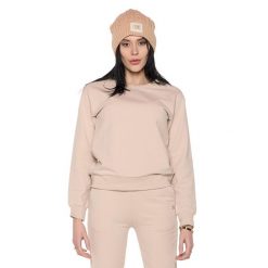 Bluza z bawełna z zamek błyskawiczny na co dzień. Brązowe bluzy damskie LEONE 1947 APPAREL, bez wzorów, z bawełny, na fitness i siłownię. W wyprzedaży za 136.83 zł.