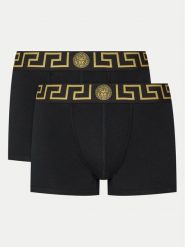 Versace Komplet 2 par bokserek AU10181 1A10011 Czarny. Czarne bokserki męskie Versace, m, bez wzorów, z bawełny. Za 329.99 zł.